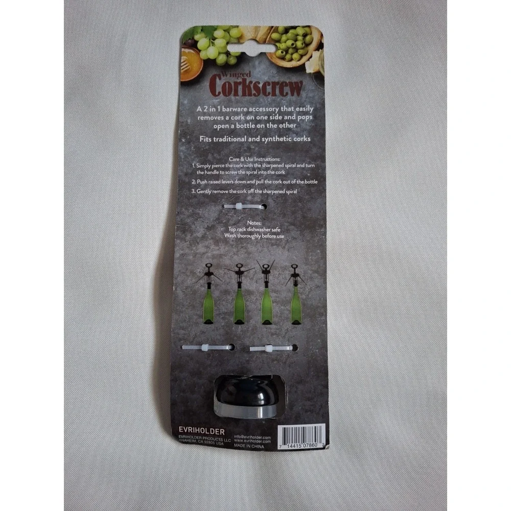 Winged 2 in 1 Corkscrew Wine & Bottle Opener New Dishwasher Safe